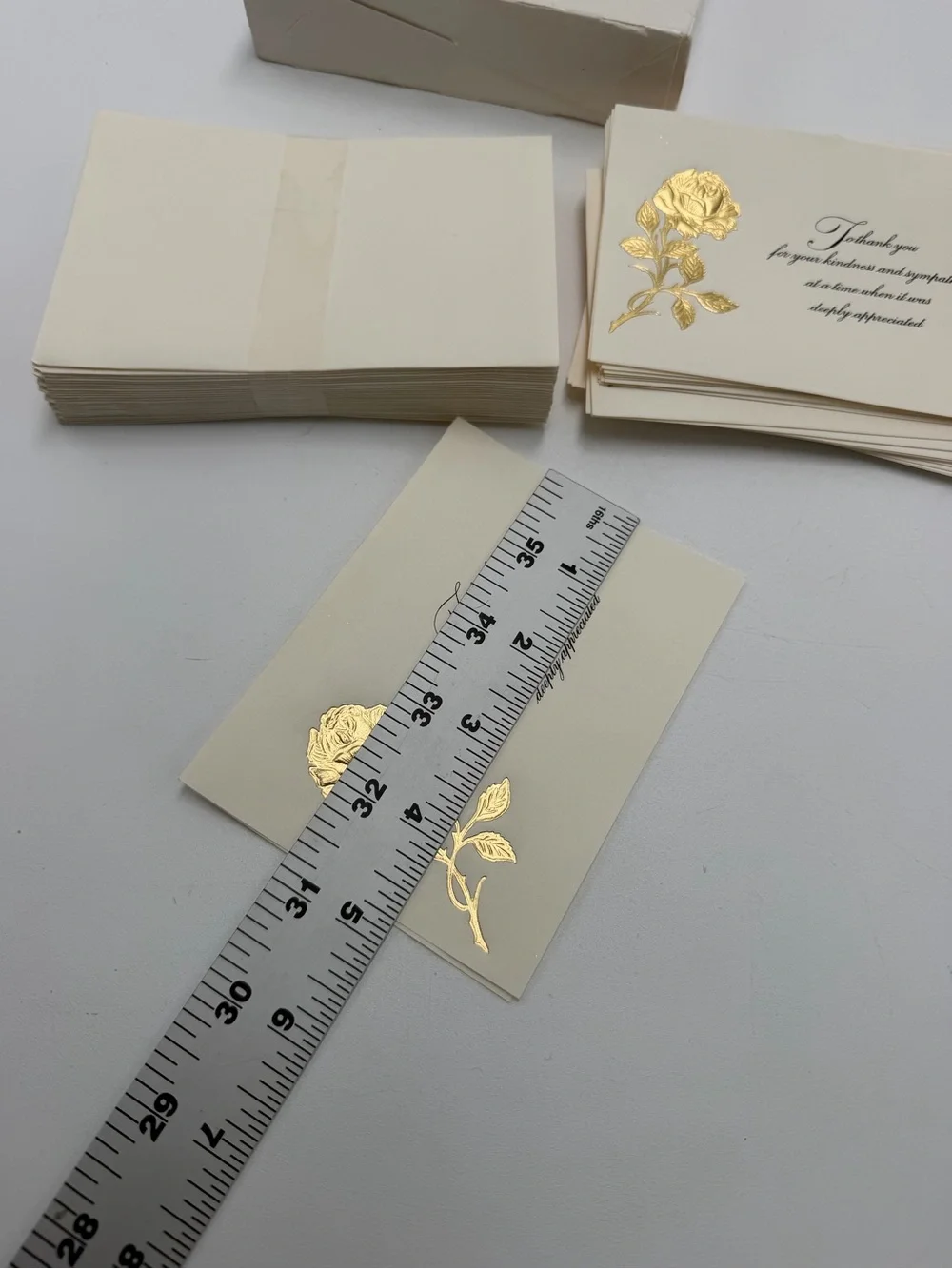 Vintage Sympathy Thank You Cards Gold Foil Rose Floral Envelopes Lot of 24