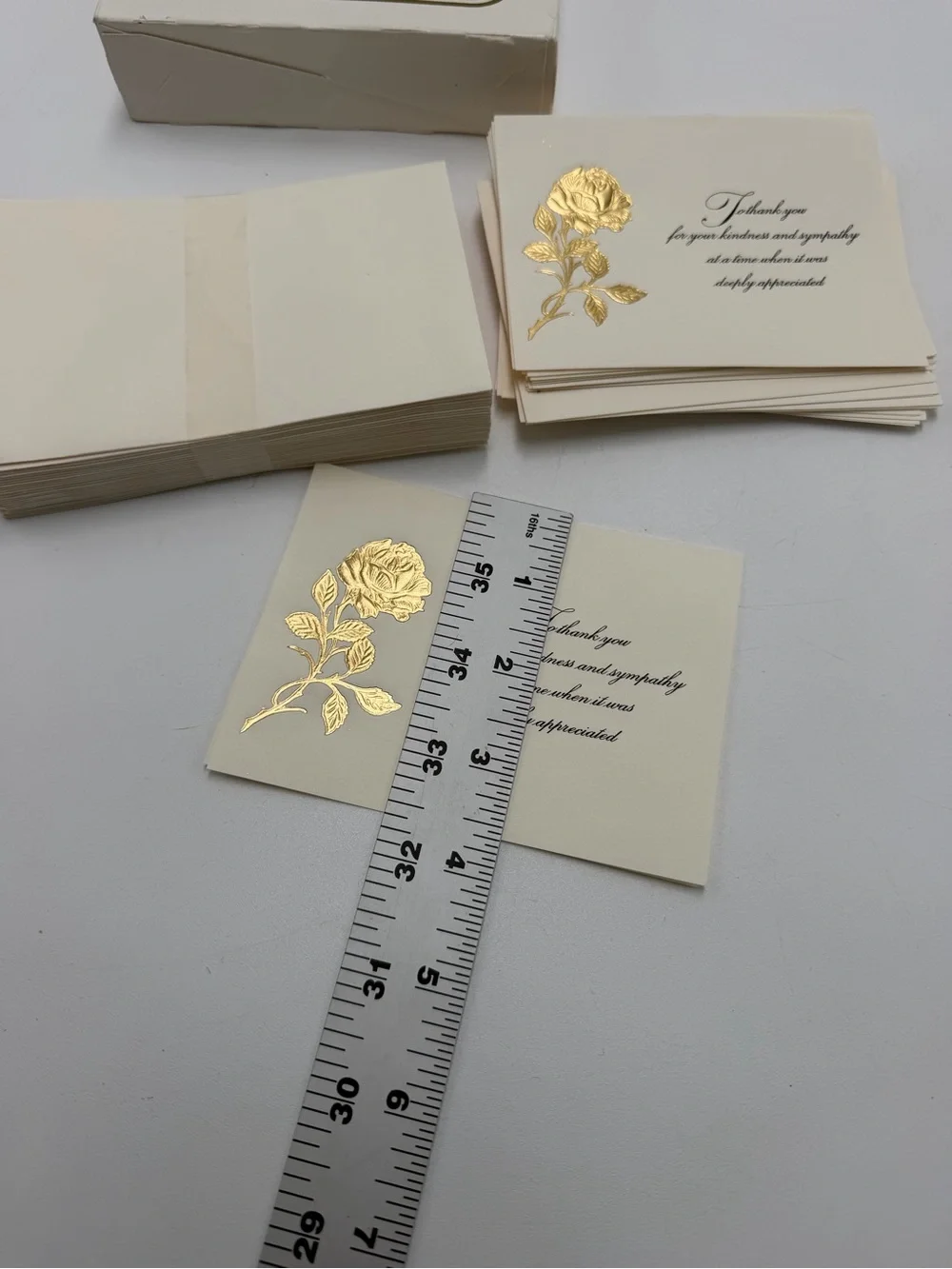 Vintage Sympathy Thank You Cards Gold Foil Rose Floral Envelopes Lot of 24