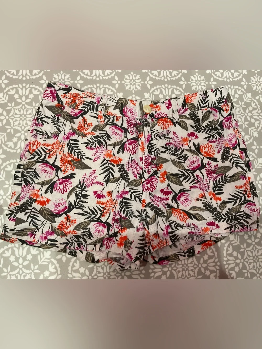 Old Navy Girls Floral Print Shorts Pink & Orange Size 16 Like New