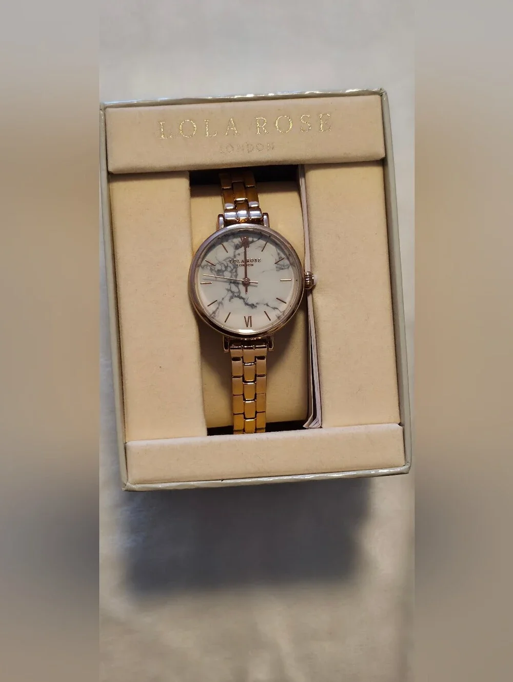 Lola Rose Rose Gold Marble Dial Women's Bracelet Watch