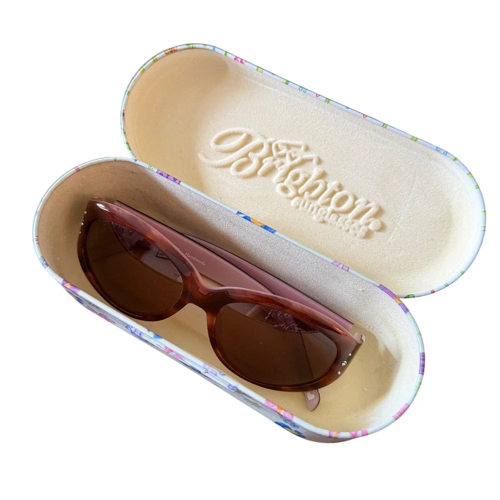 Rare Brighton Rose Bud Sunglasses Handmade Vintage Floral Hardshell Case A1115f