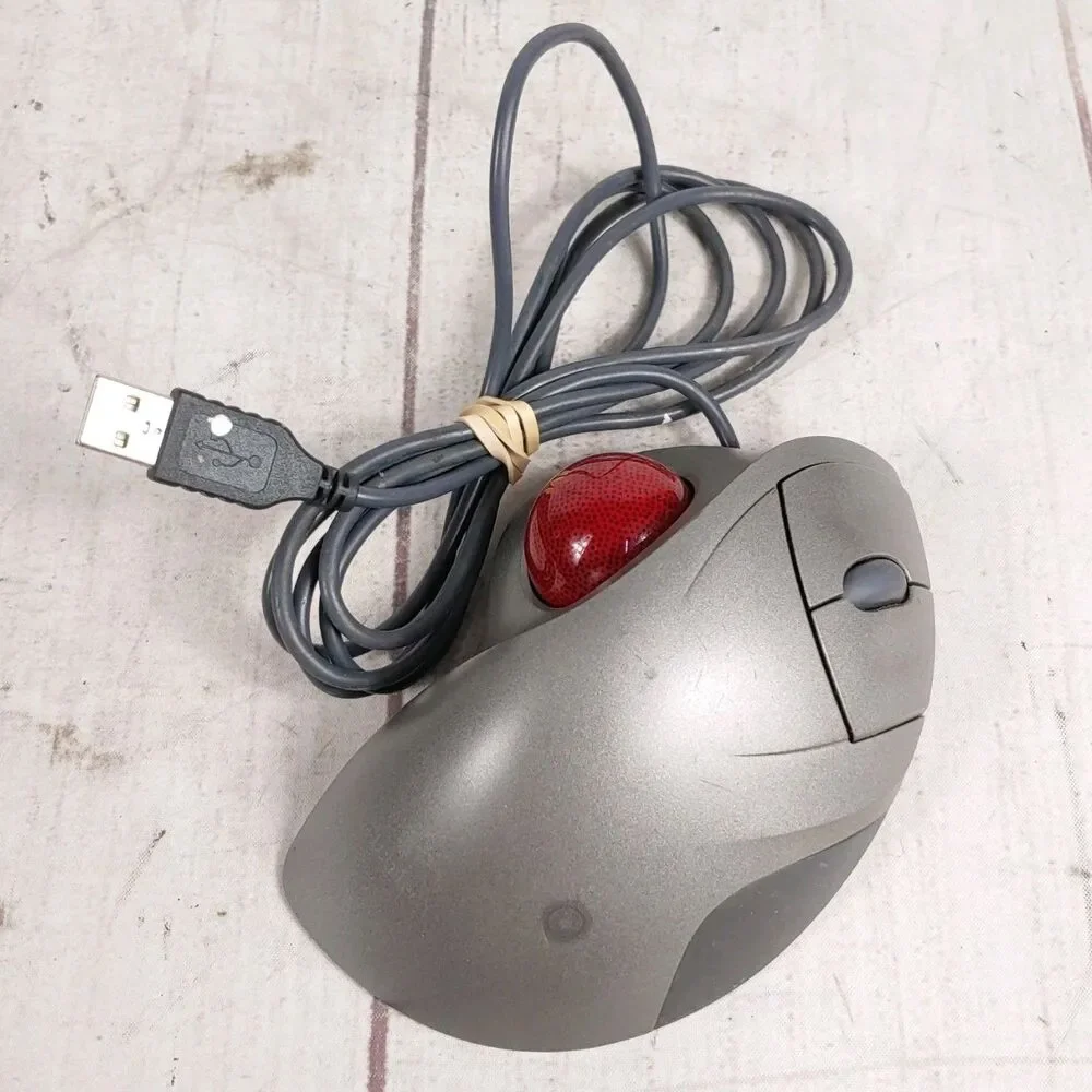 Logitech TrackMan Wheel Mouse USB Optical Trackball Mouse Silver T-BB18 - TESTED