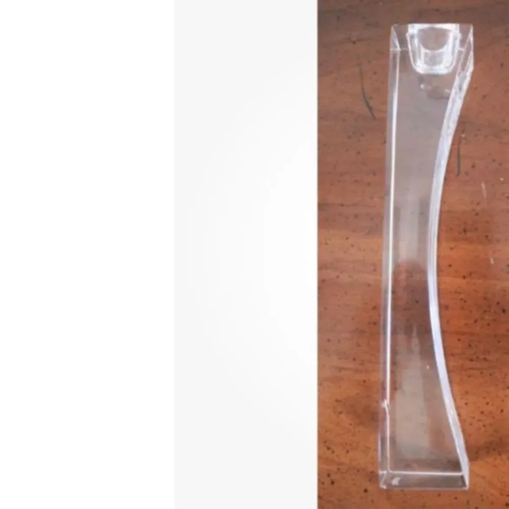 Nambe Kissing Lead Crystal Modern Tall MCM Glass Candlestick, 7