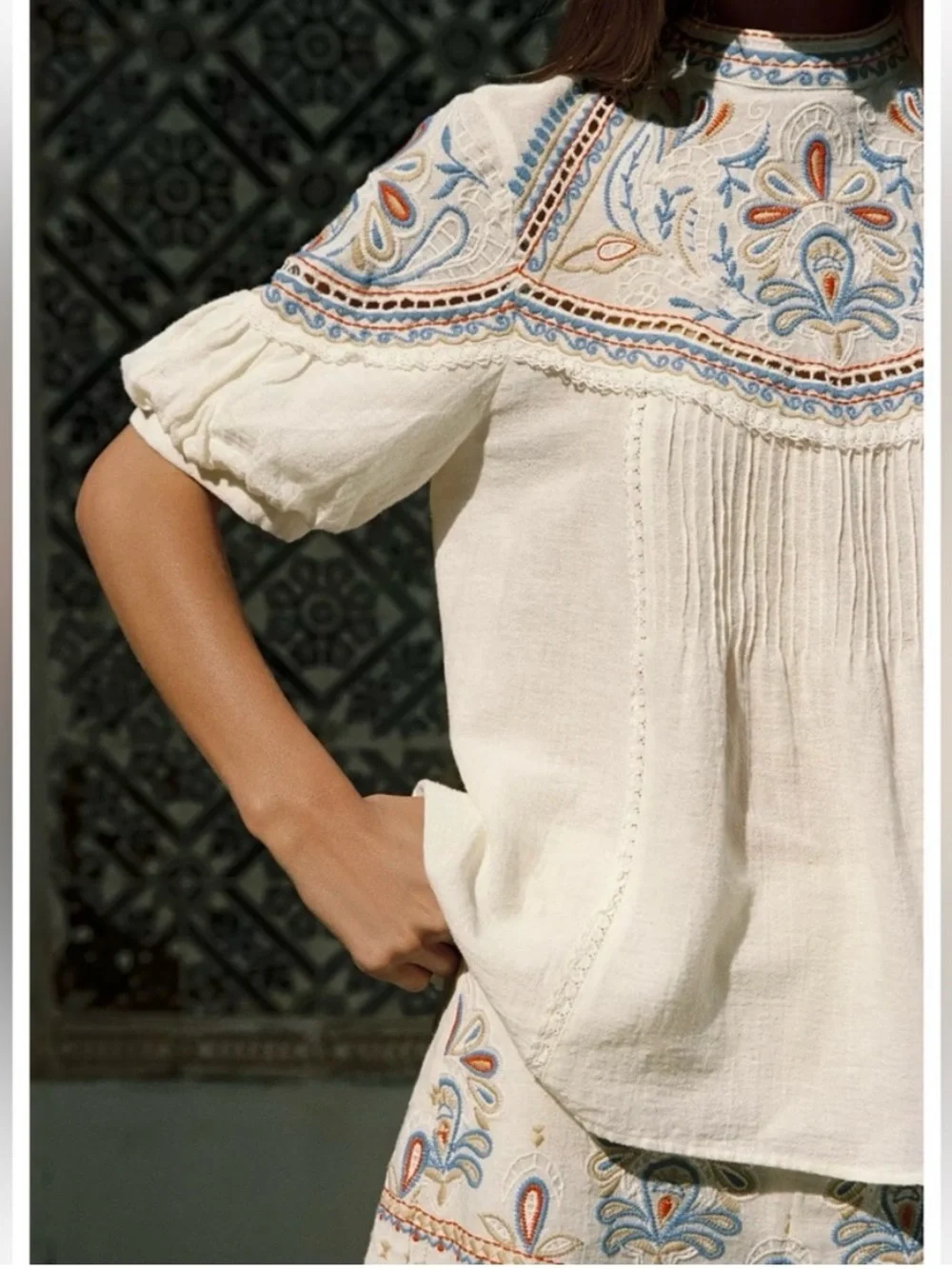 Zara ivory peasant