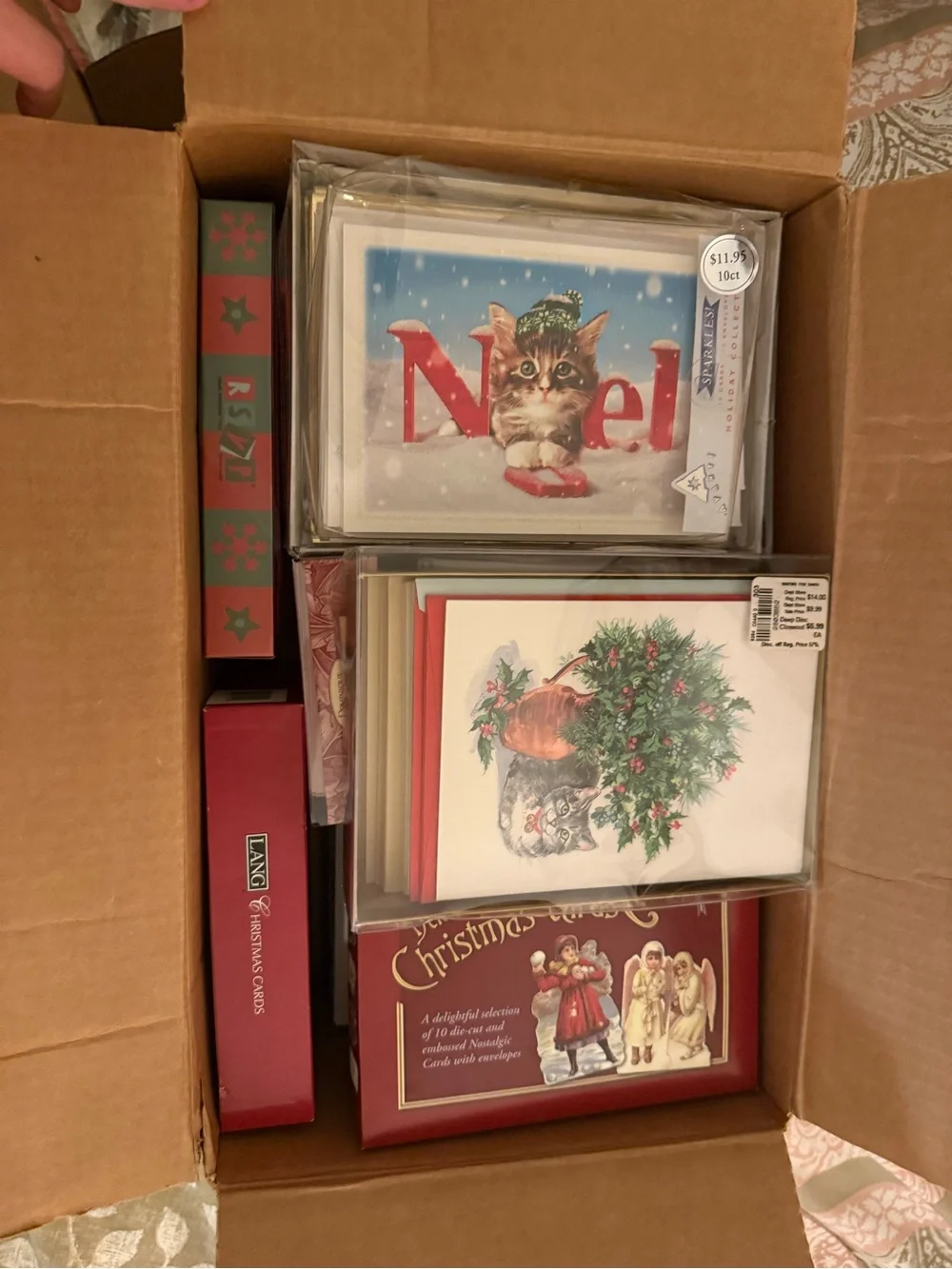 Holiday Christmas Cards Assortment with Cat Designs