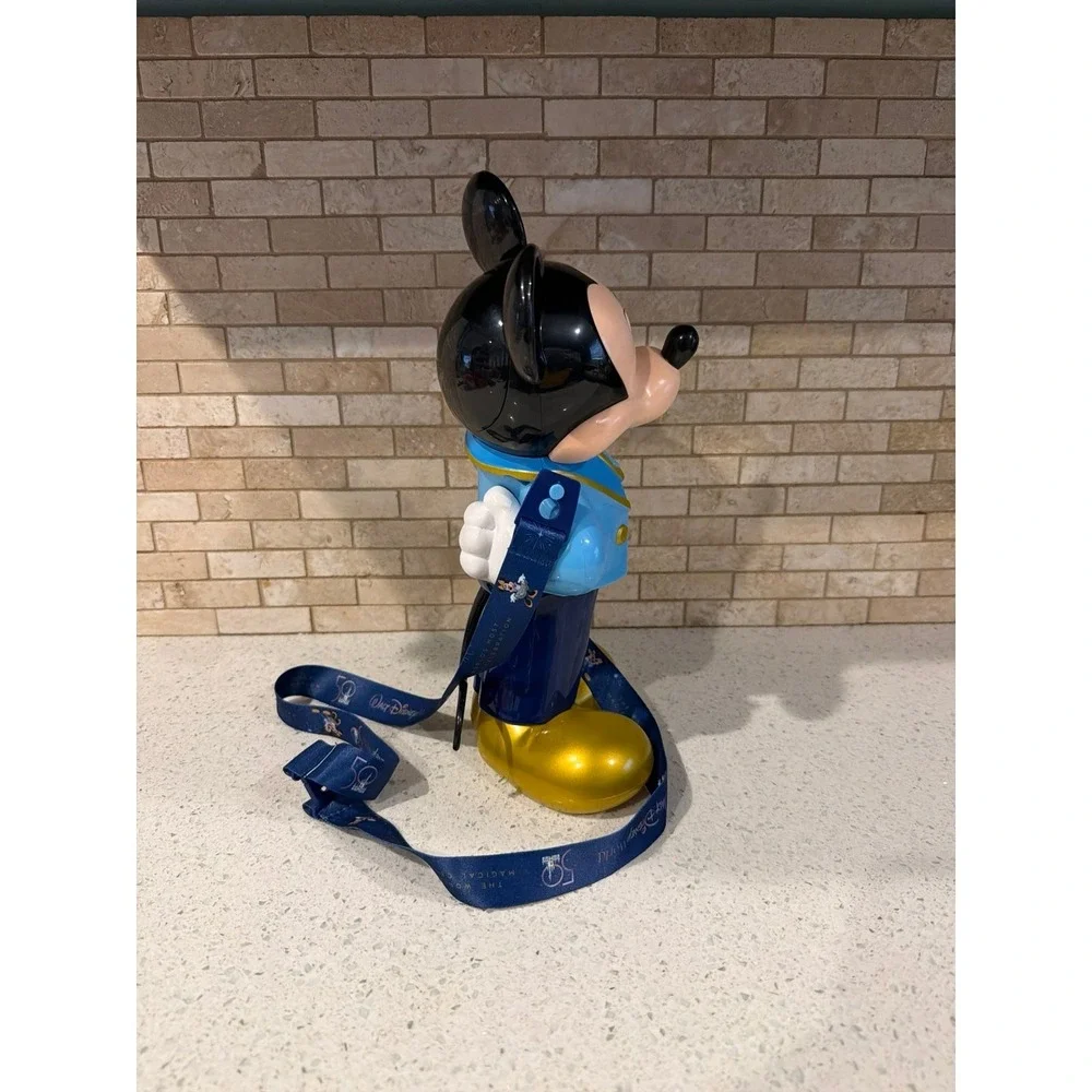 Disney Parks Mickey 50th Anniversary Popcorn Bucket Strap Blue Gold‎