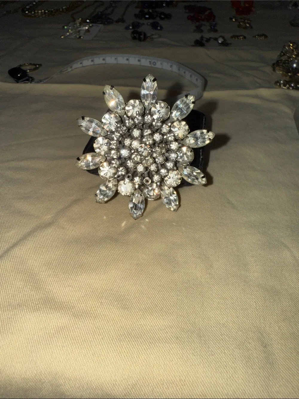 Crystal Flower Statement Brooch in Clear Silver (Weiss inspired)