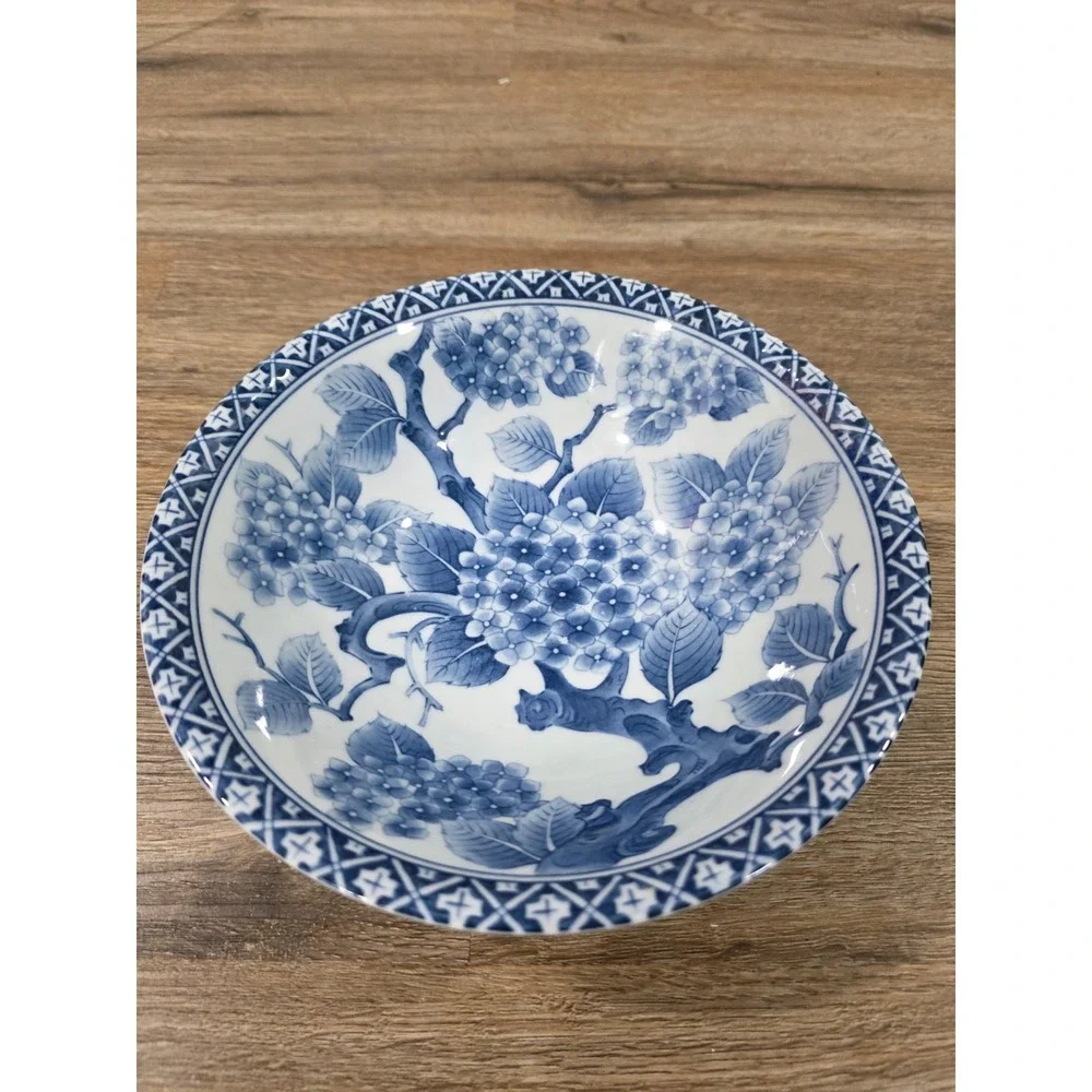 Chinese Blue and White Porcelain Bowl Floral Pattern Marked 8
