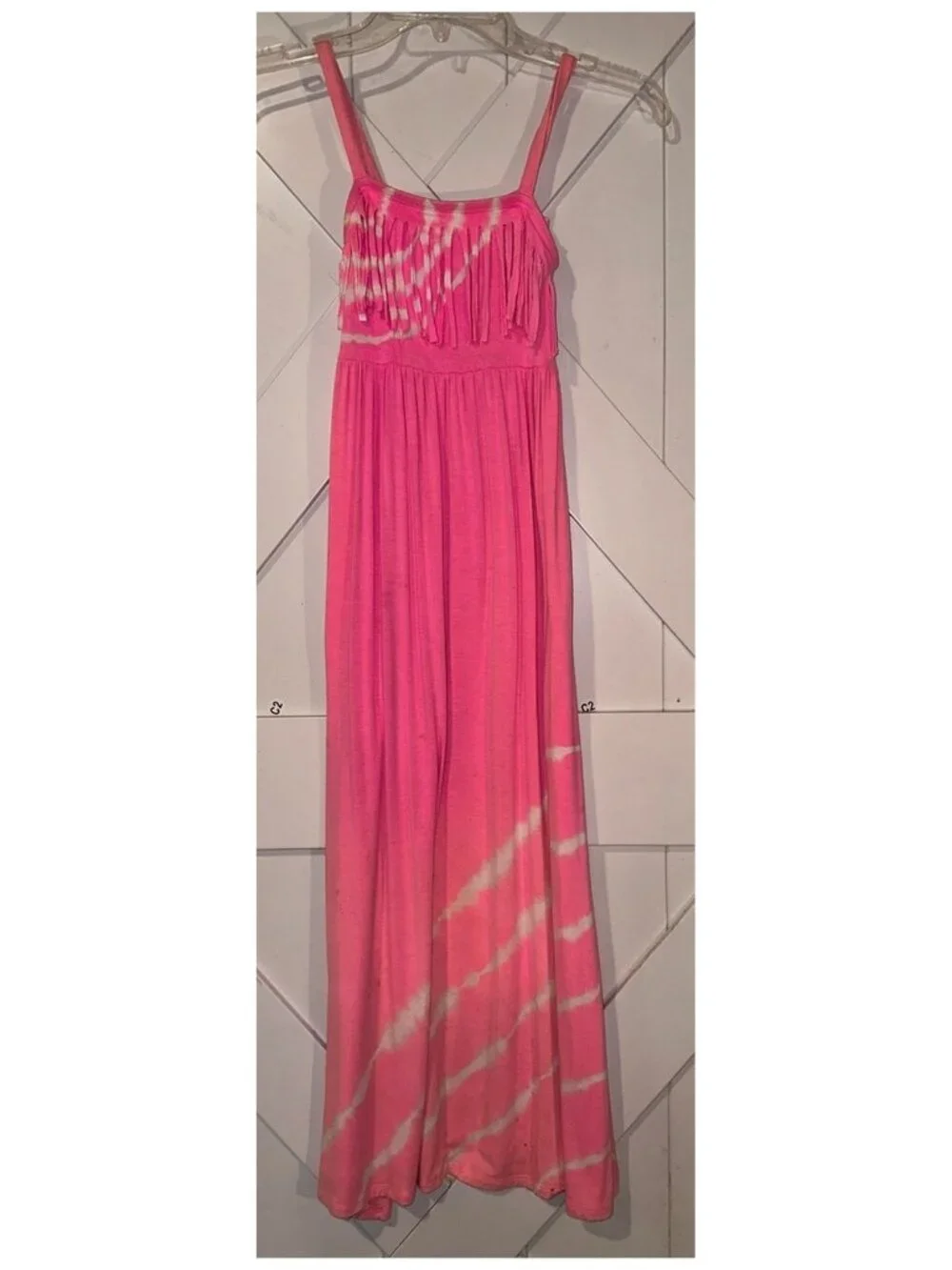 JUSTICE Girl's Hot Pink & Orange Long Dress Size 7