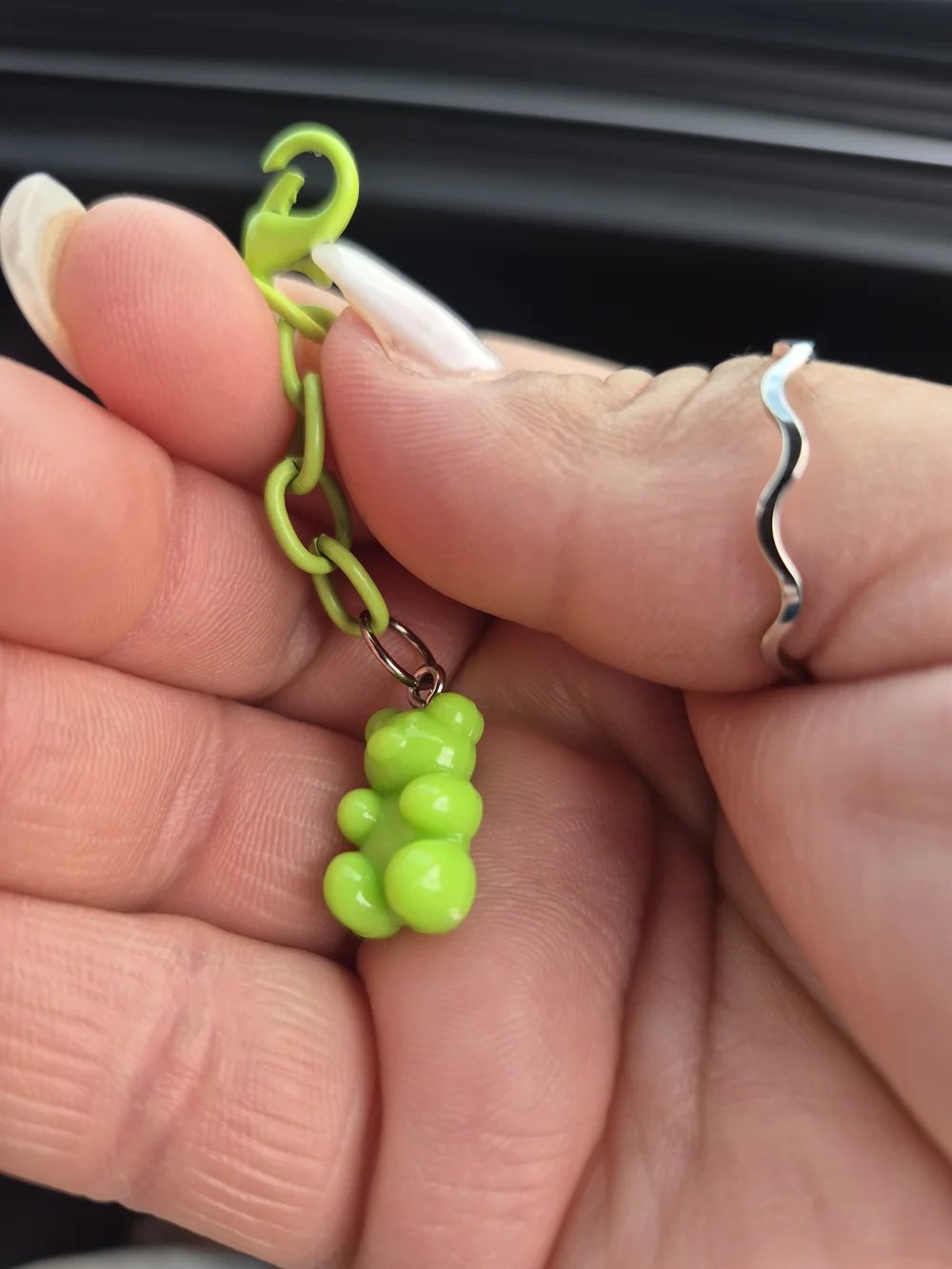 Green Gummy Bear Zipper Charm •Bags •Purses •Backpacks •Keychain!