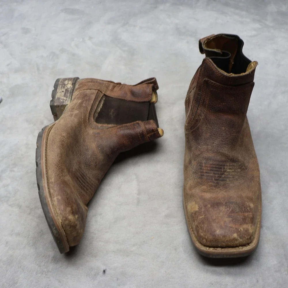 Cody James Mens‎ 12D Chelsea Boots Brown Ranger Leather Square Toe Western Work