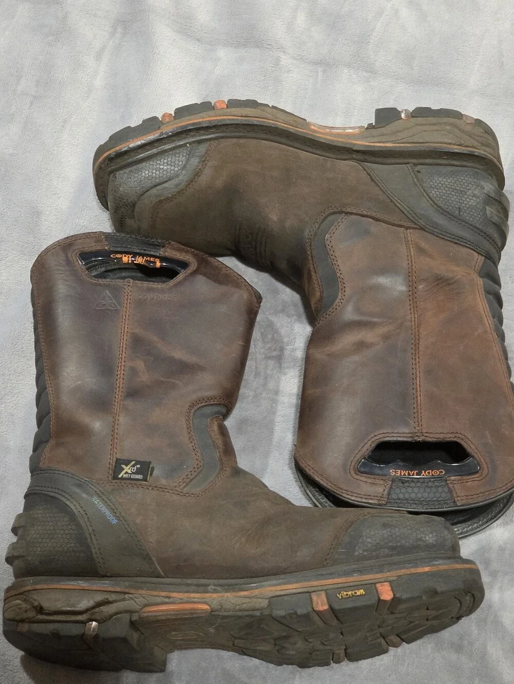 Cody James Brown Leather Pull-On Work Boots