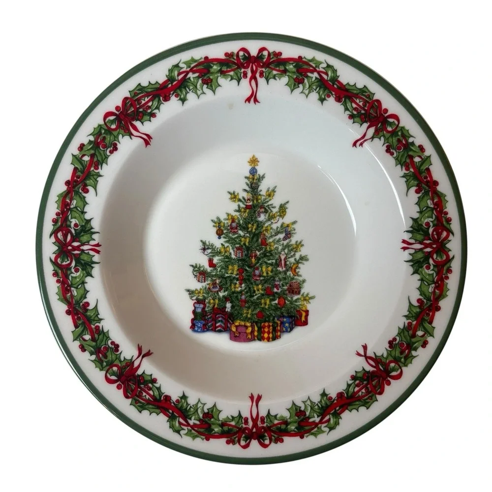 Set Of 4 Christopher Radko Christmas Holiday Wide Rim Soup Bowl/Serving 9