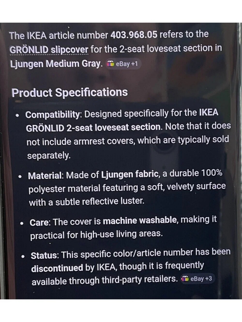 IKEA grönlid sofa