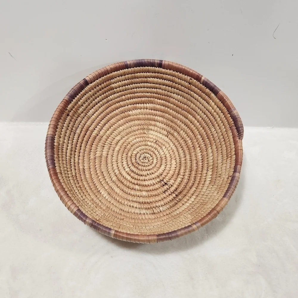 Boho Natural Woven Coiled Reed Grass Handmade Wall Art Decor And Basket
