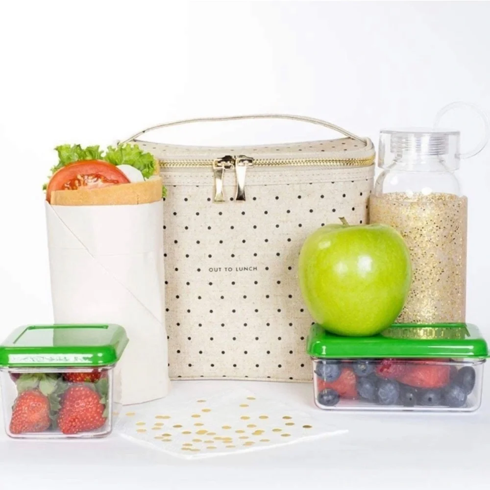 Kate Spade Polka Cot Beige Out To Lunch Lunchbox