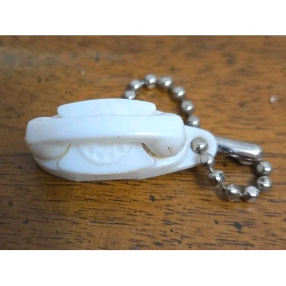 The Princess Phone Rotary Dial Telephone White Key Chain Charm Vintage 1960s