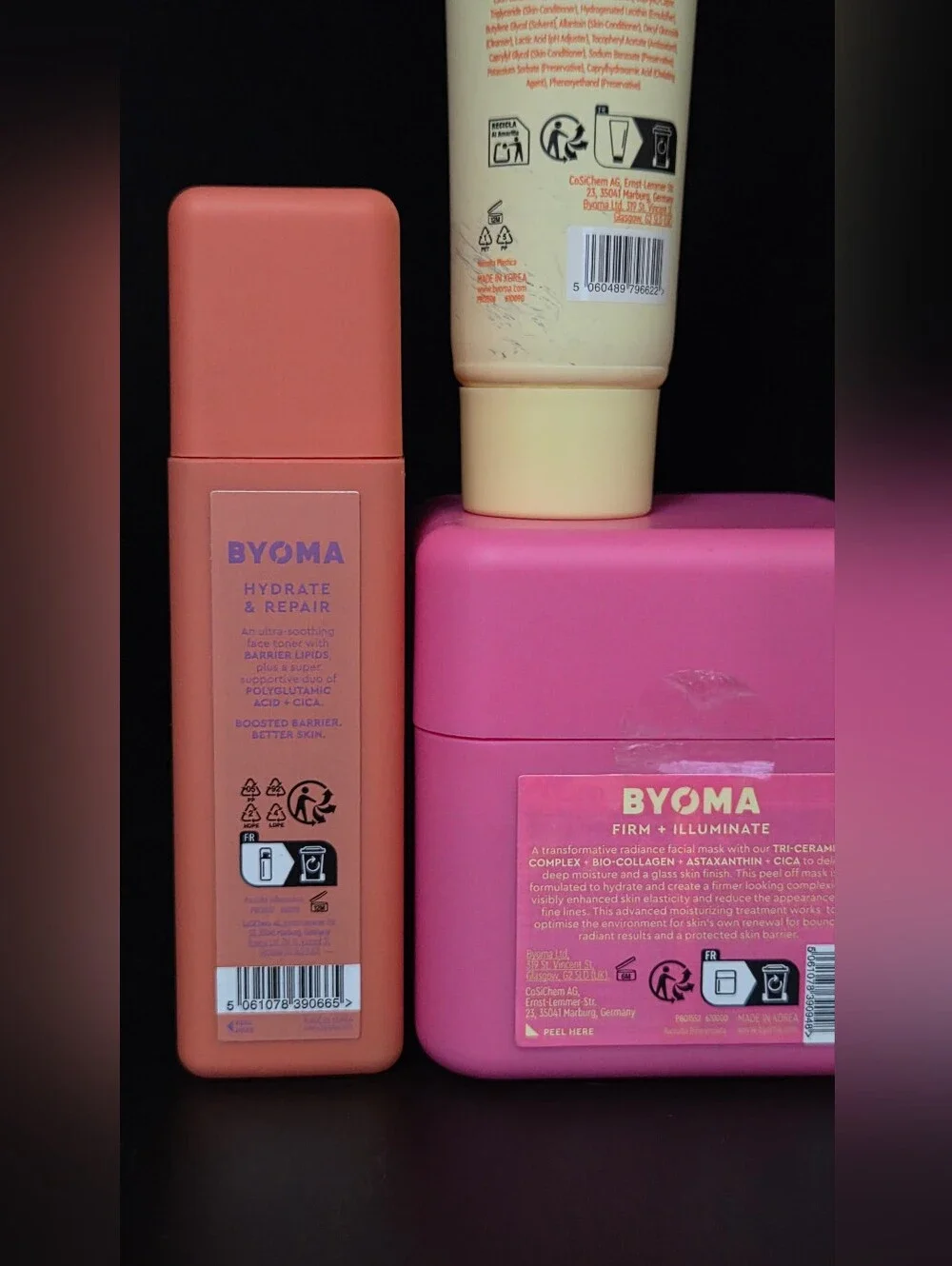 BYOMA Skincare 3 Piece Set Bio Collagen Mask Milky Toner Jelly Cleanser NEW