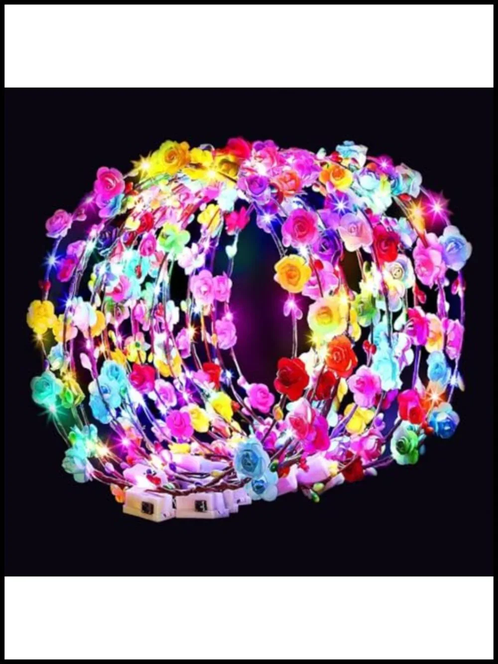 LED Flower Crown Headbands - Light Up Party Hair Accessory, Adjustable