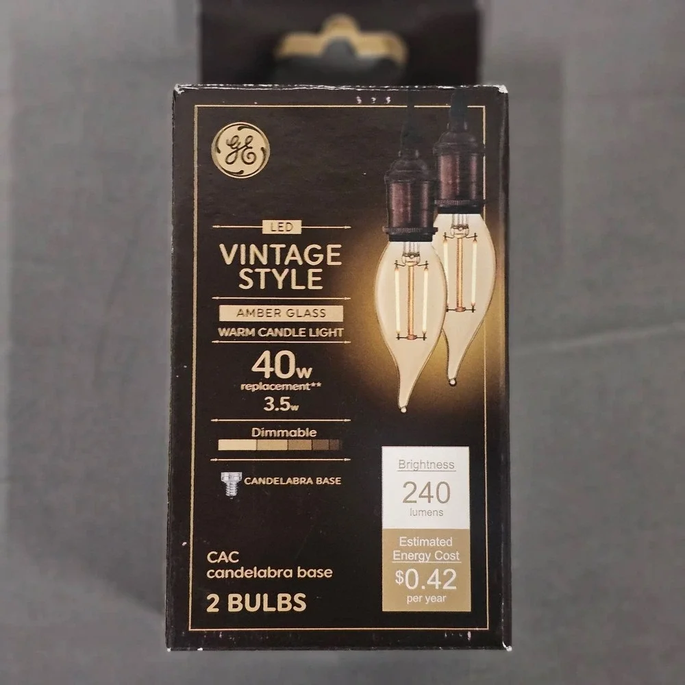Vintage Style‎ LED 40W Amber Glass Warm Candle Light Bulbs Candelabra Base New