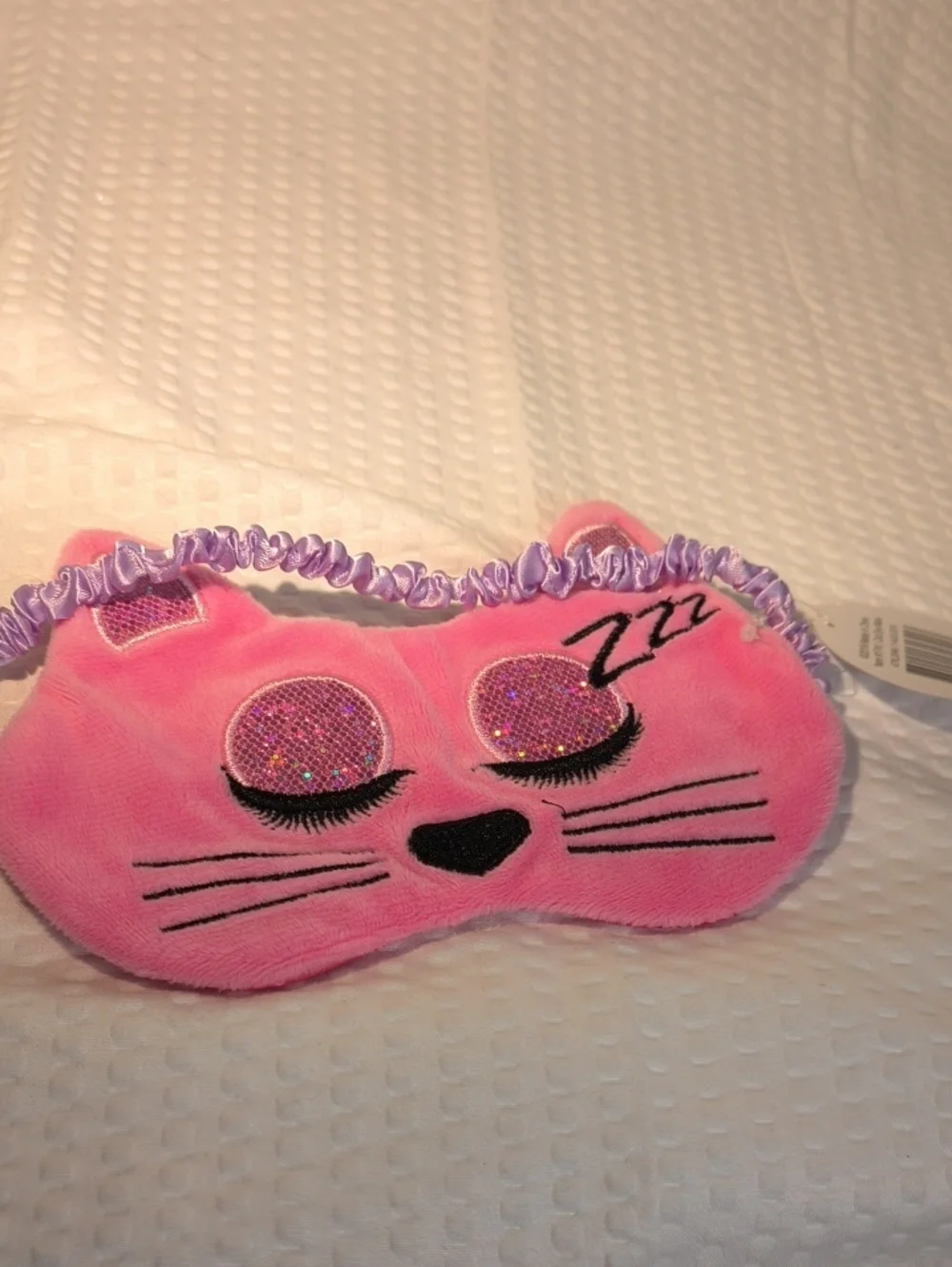 Pink Cat Sleep Mask with Glitter Eyes