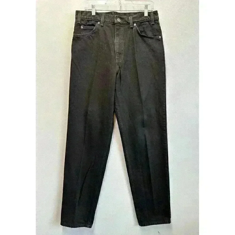 VTG Levi's 550 Jeans Men's 34X32 Black Orange Tab Relaxed‎ Fit Tapered Leg Denim