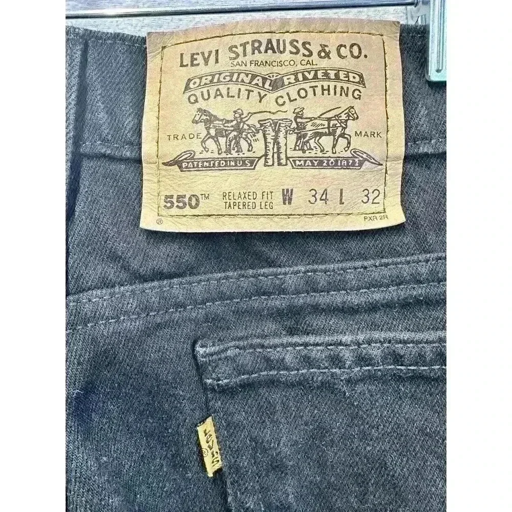 VTG Levi's 550 Jeans Men's 34X32 Black Orange Tab Relaxed‎ Fit Tapered Leg Denim