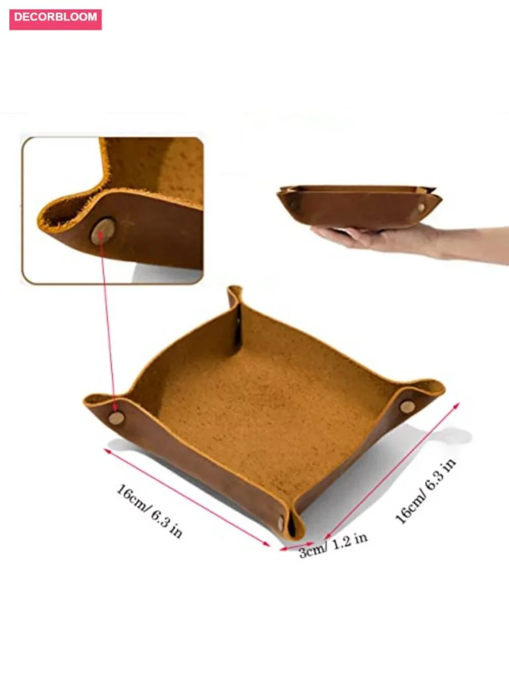 Leather Valet Tray Catchall Jewelry Key Coin Wallet Phone Caddy Bedside