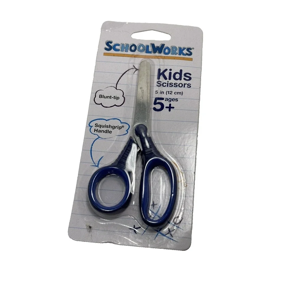 LOT OF 4 PAIRS school works kids scissors ages 5+ 5‎ inches BLUE