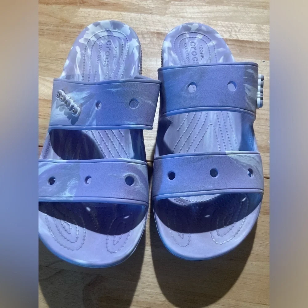 CROCS purple white