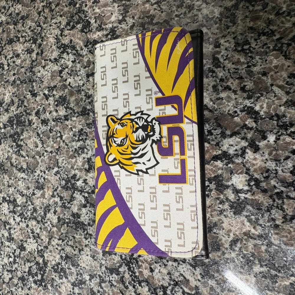 LSU Tigers Trifold Checkbook Wallet Purple Gold Collegiate Fan Gear