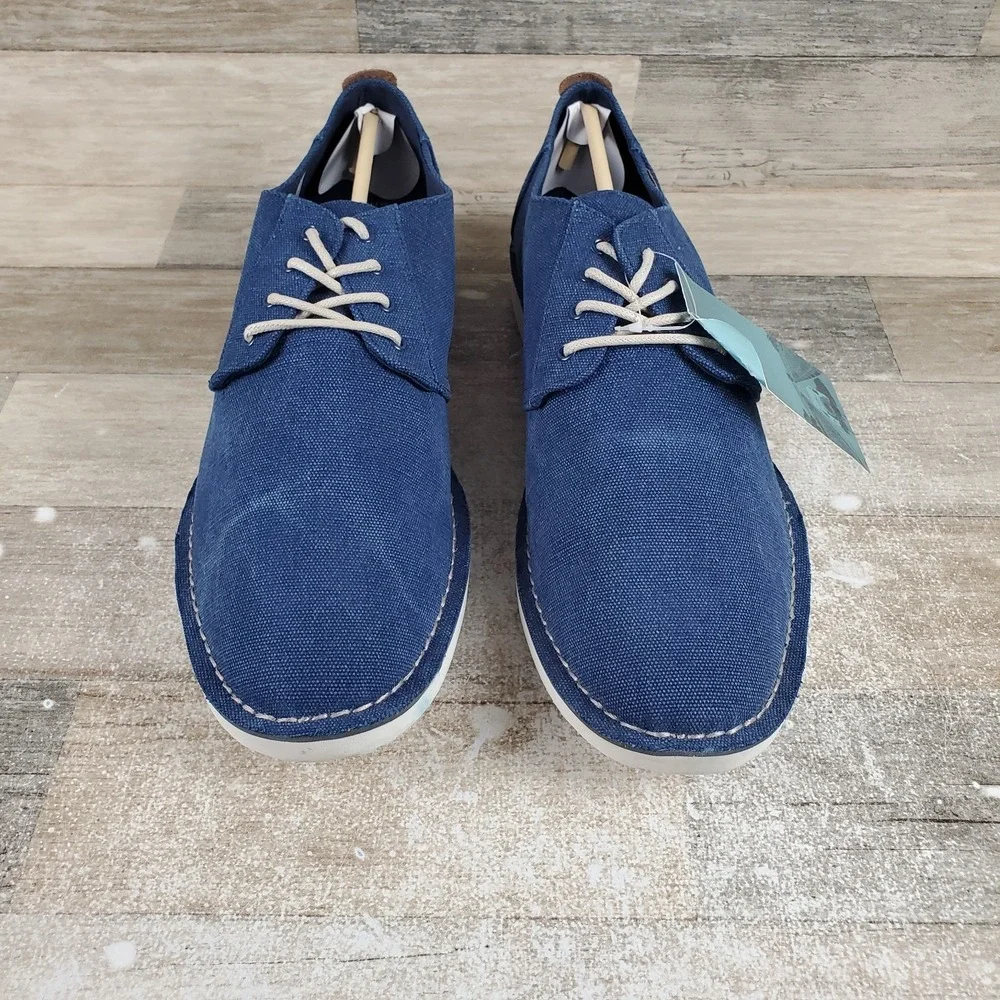 Toms Preston Mens Shoes Sz 14 Navy Washed Canvas Stitch‎ Out Casual Sneakers