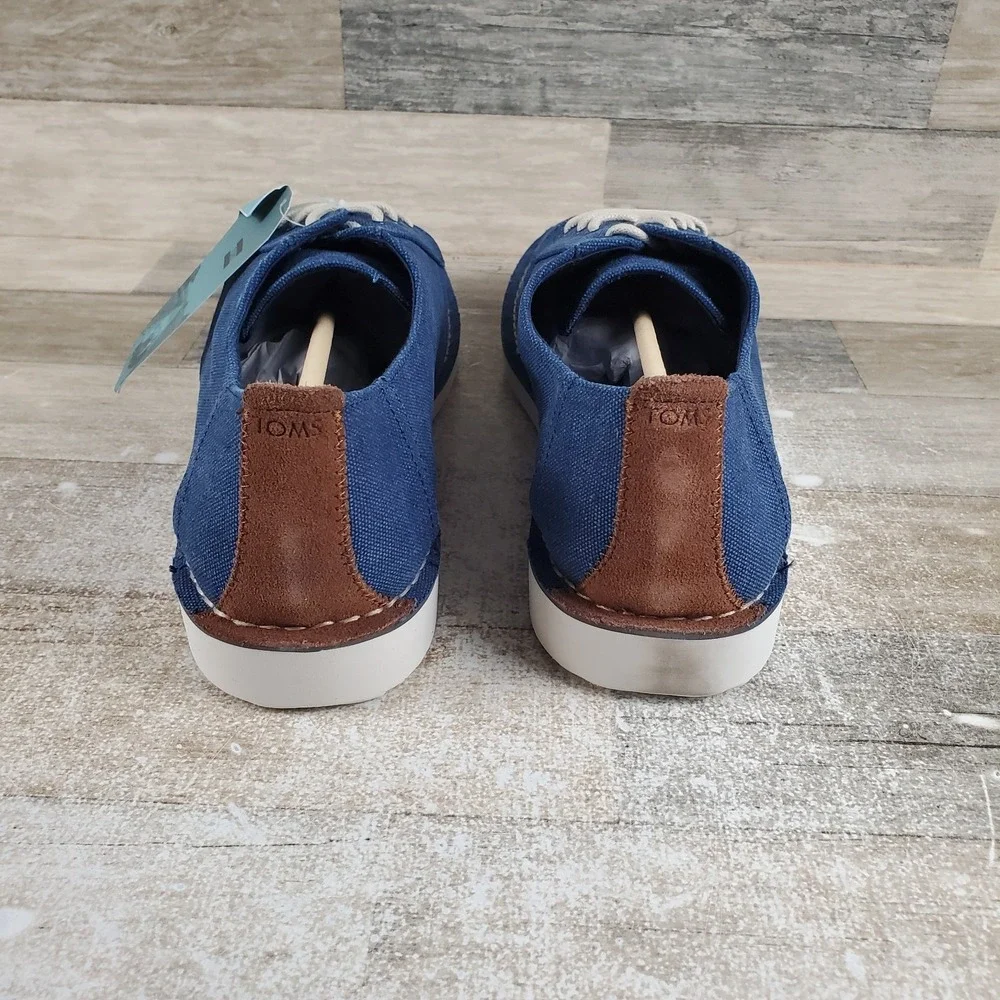 Toms Preston Mens Shoes Sz 14 Navy Washed Canvas Stitch‎ Out Casual Sneakers