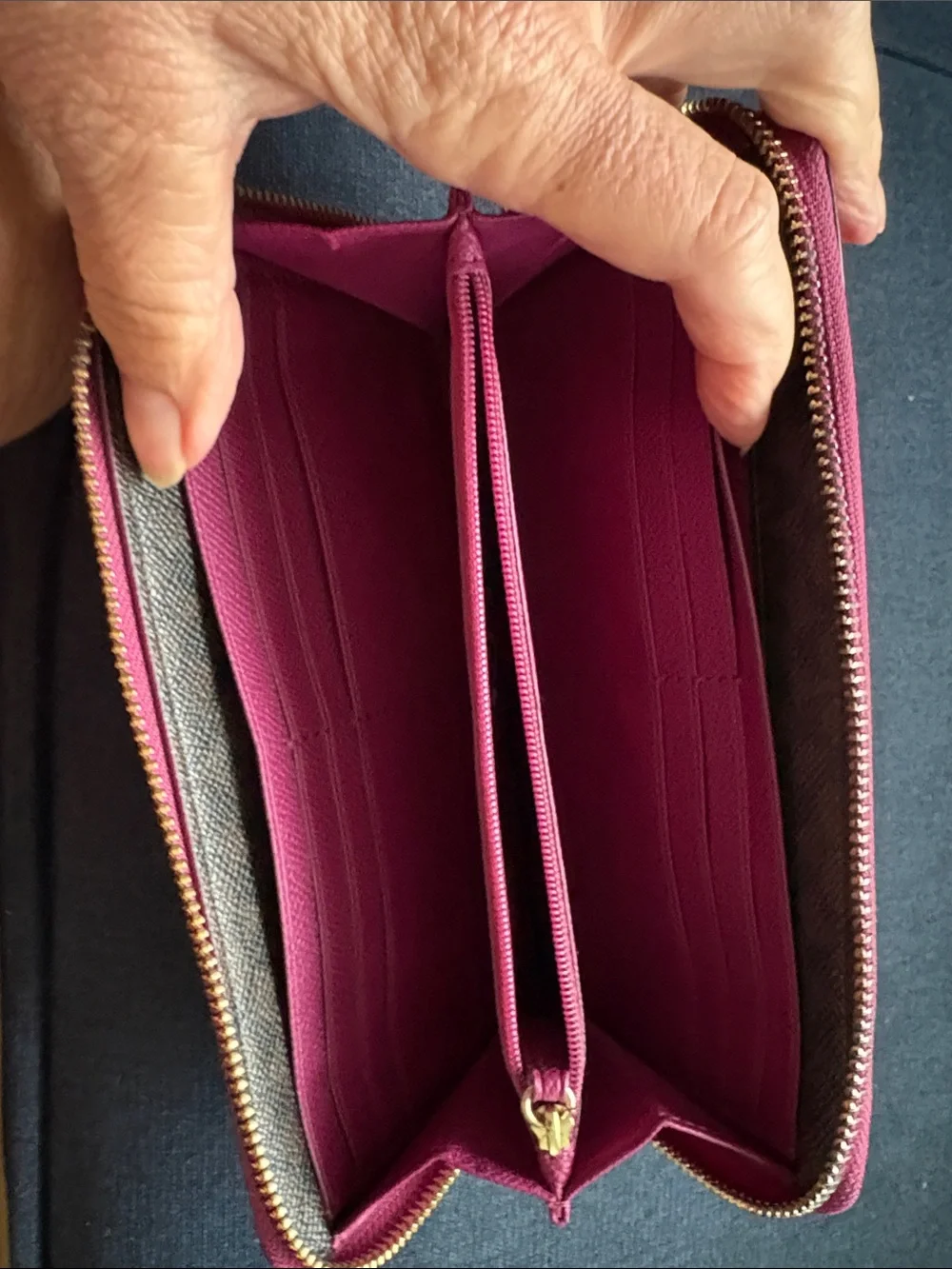 Coach leather zip