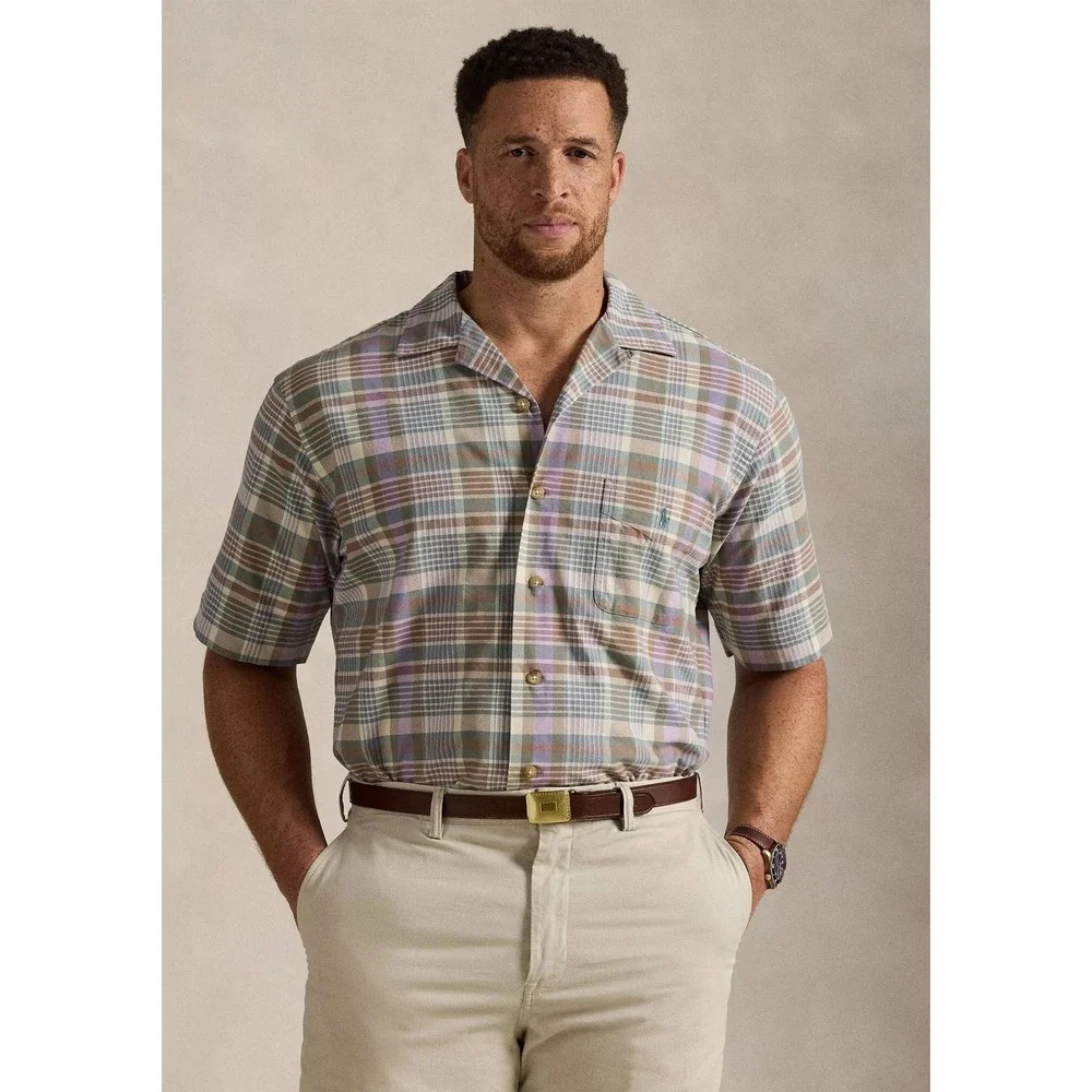 POLO RALPH LAUREN MEN'S 2XLT S/S BUTTON UP CAMP SHIRT PLAID NWT