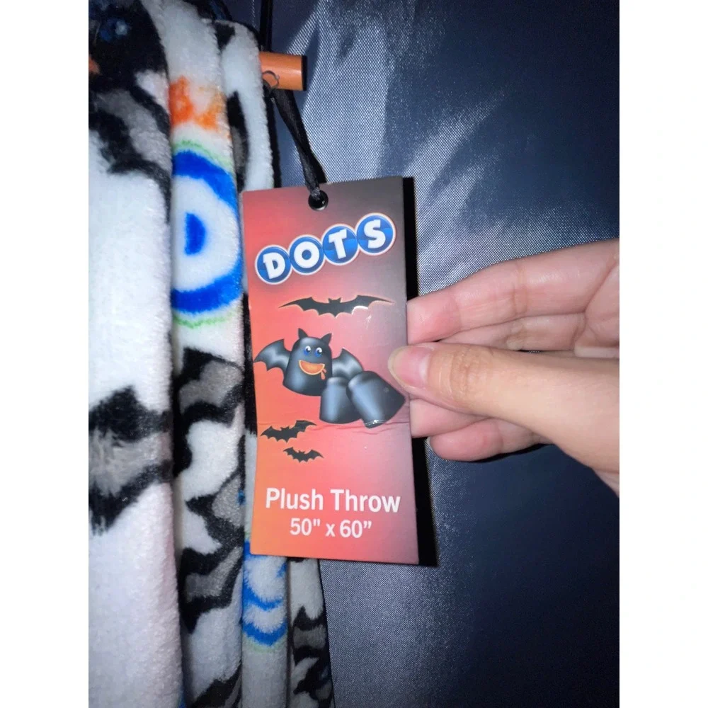 DOTS Candy Halloween Bat DOT Plush Throw Blanket 50x60 Spooky Fleece NWT
