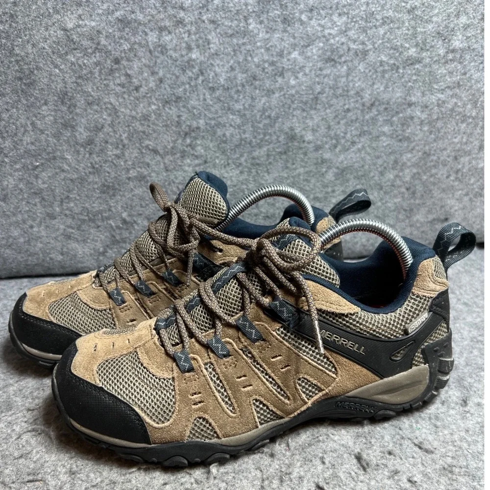 Merrell Accentor Mens Hiking Shoes Tan Suede Mesh Trail Low TopSneakers Size 8.5