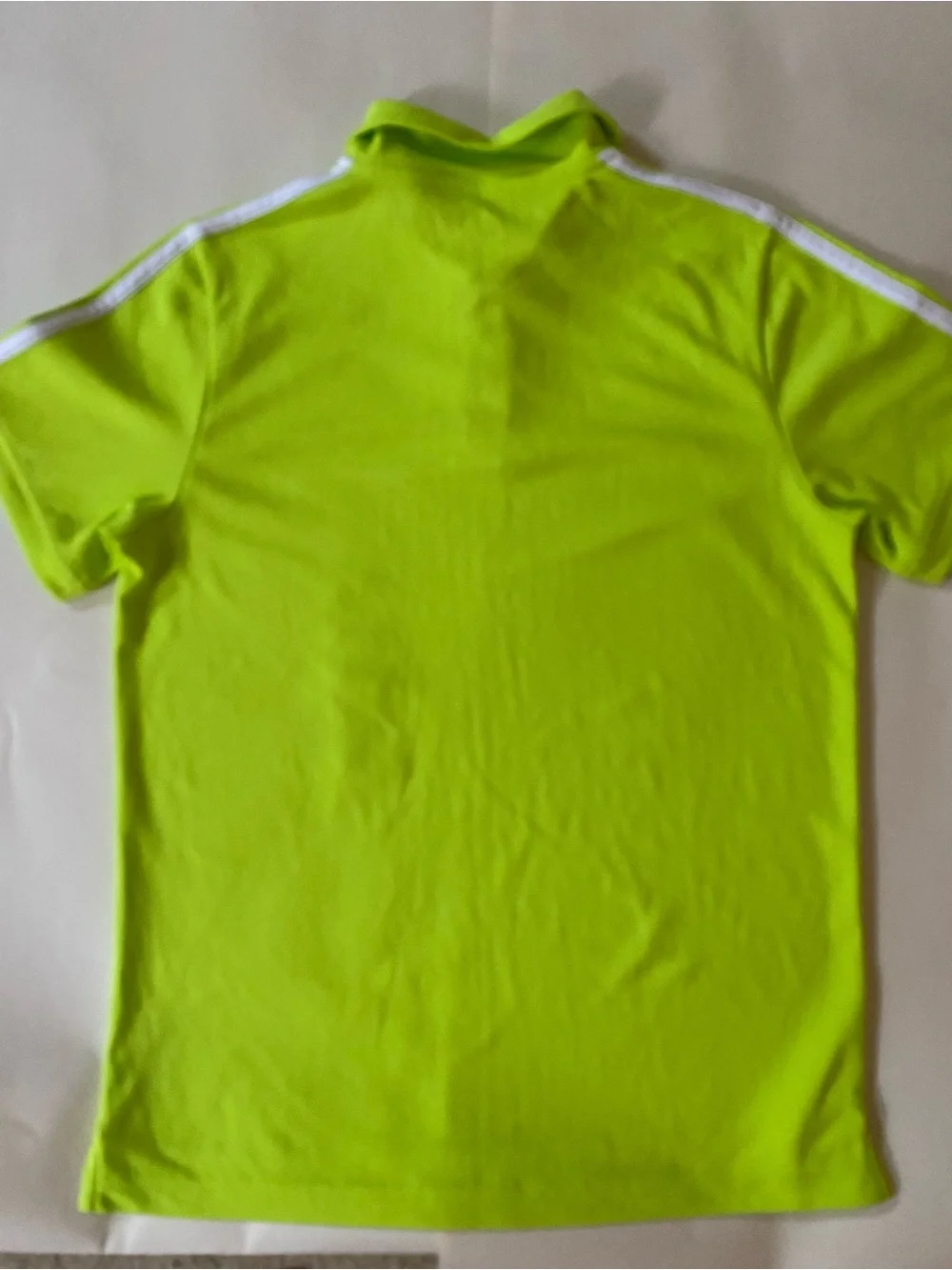 adidas Neon Lime Short Sleeve Polo with White Stripes