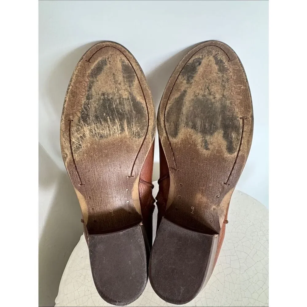 Sam Edelman PETTY Women's Brown Leather Ankle Boots Classic Side-Zip Size 9 EUC