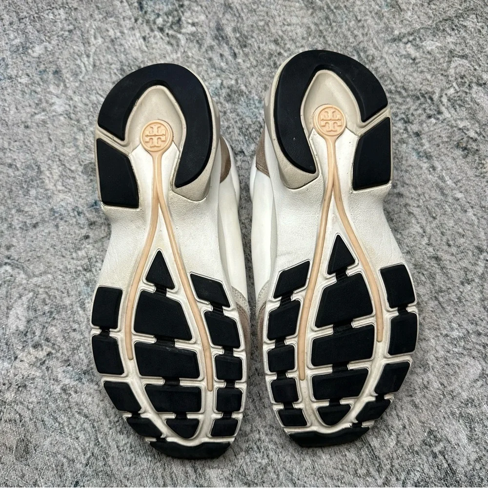 Tory Burch Cream and Light Gray Chunky Platform Sneakers