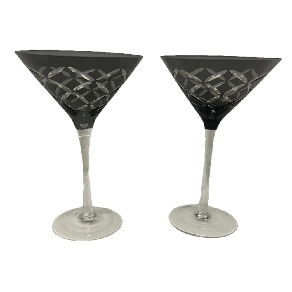 Gray Cut To Clear Martini Glasses 7