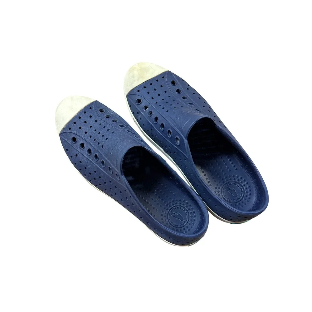 Native Jefferson Navy Blue White Slip On EVA Sneakers Mens 8 Womens 10