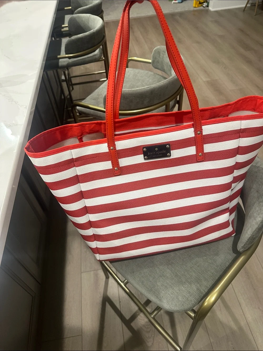 Kate Spade Red and white large tote bag