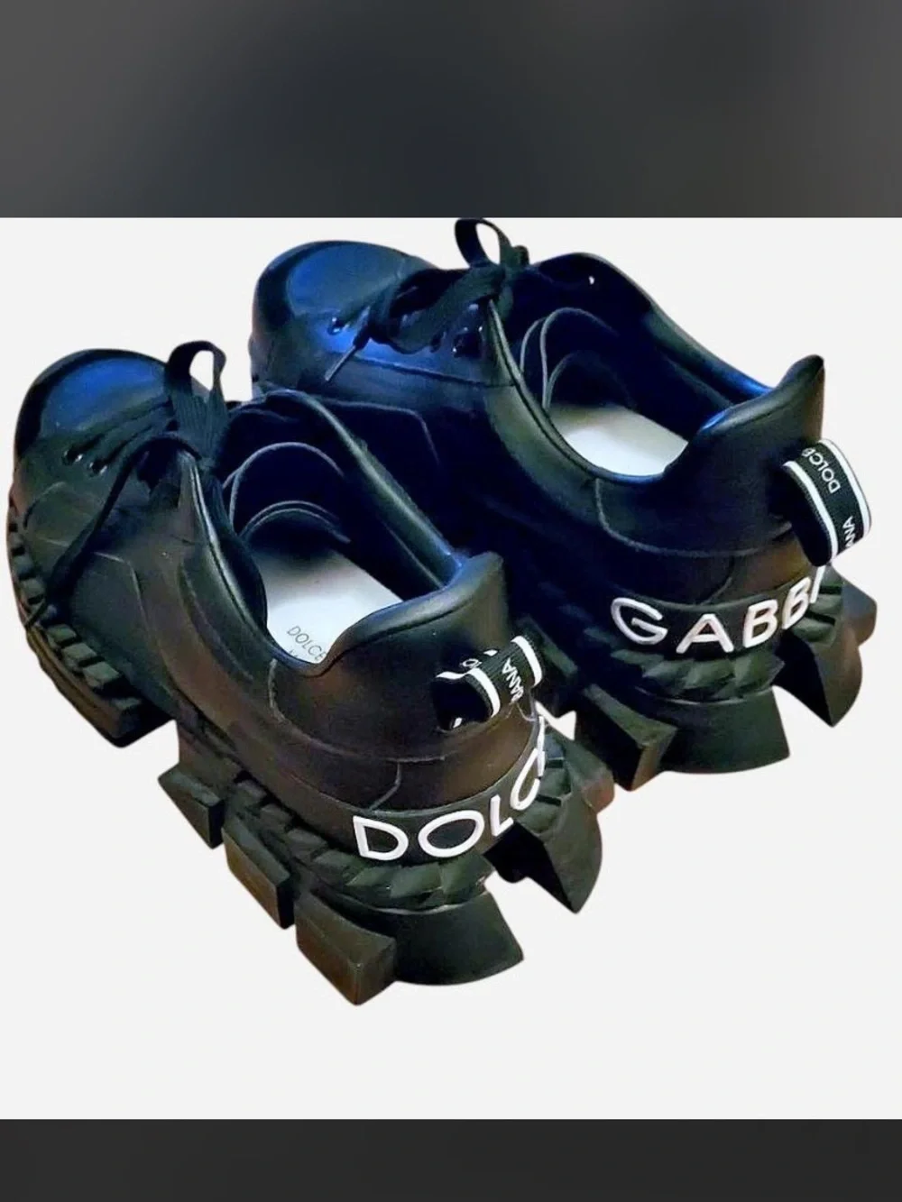 Dolce & Gabbana “SUPER QUEEN” Chunk All-Black Lace-Up Men's Shoes