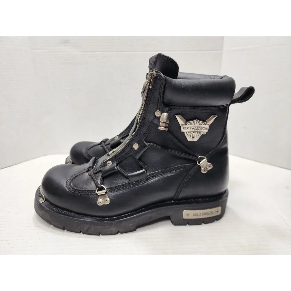 HARLEY DAVIDSON Mens 11 Leather BRAKE LIGHT Riding Boots Biker Moto D91680 BLACK