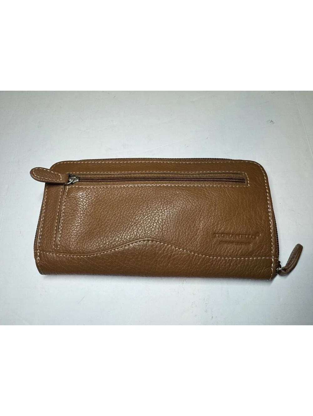 Tignanello Soft Leather Brown Zip Around Wallet Organizer Coin Great Condition
