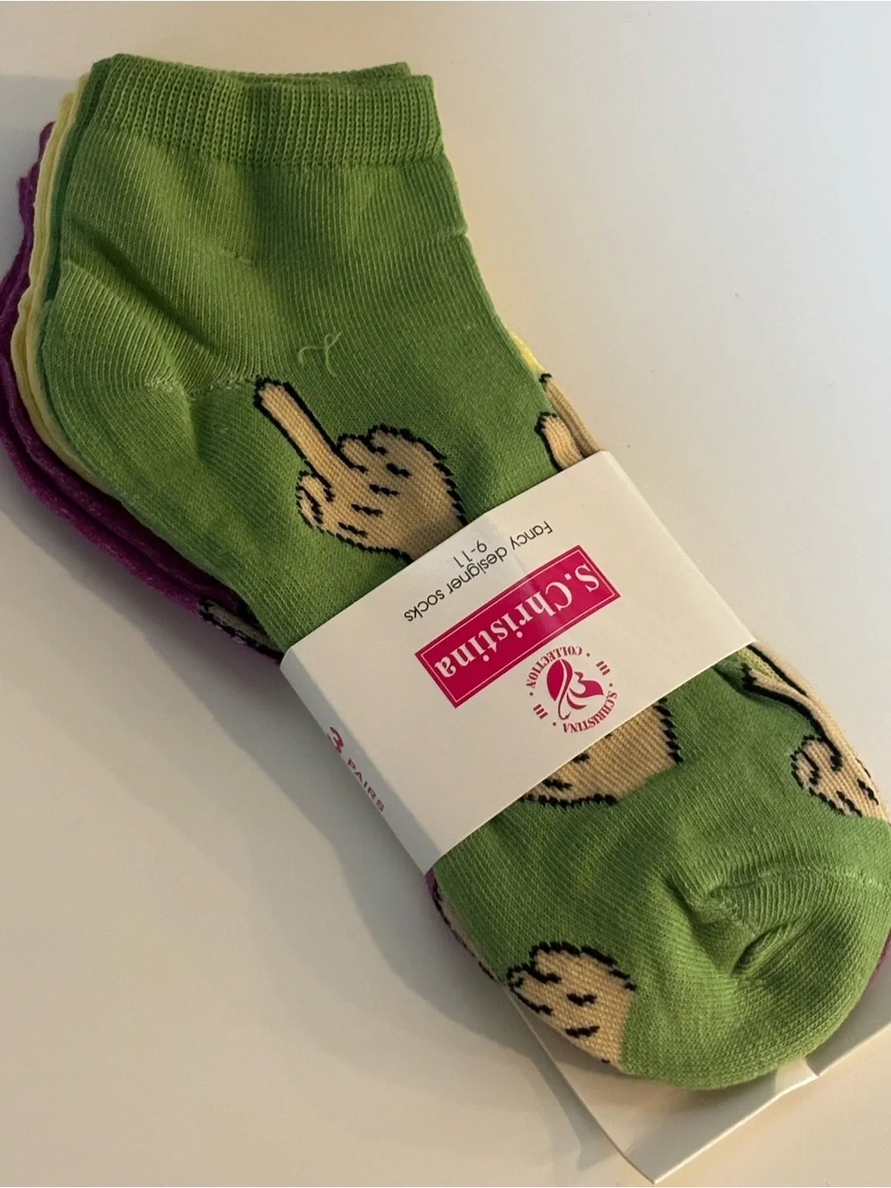 S Christina Novelty Ankle Socks 3 Pack Women's 9-11 Middle Finger Emoji NWT