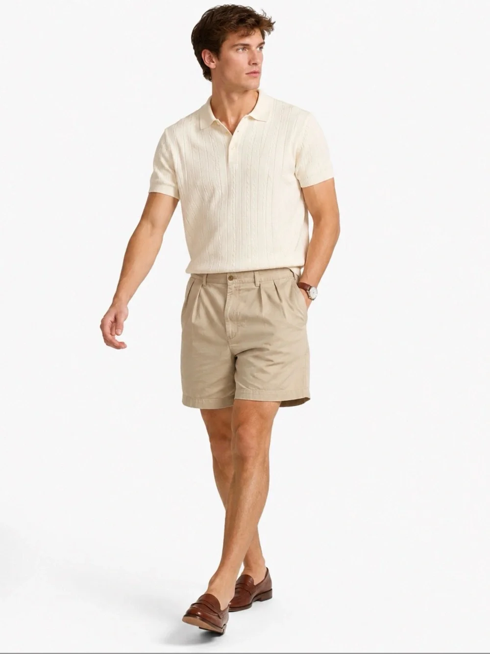 Vintage Polo Ralph Lauren Andrew Shorts 42 Khaki Pleated Chino 90s Preppy