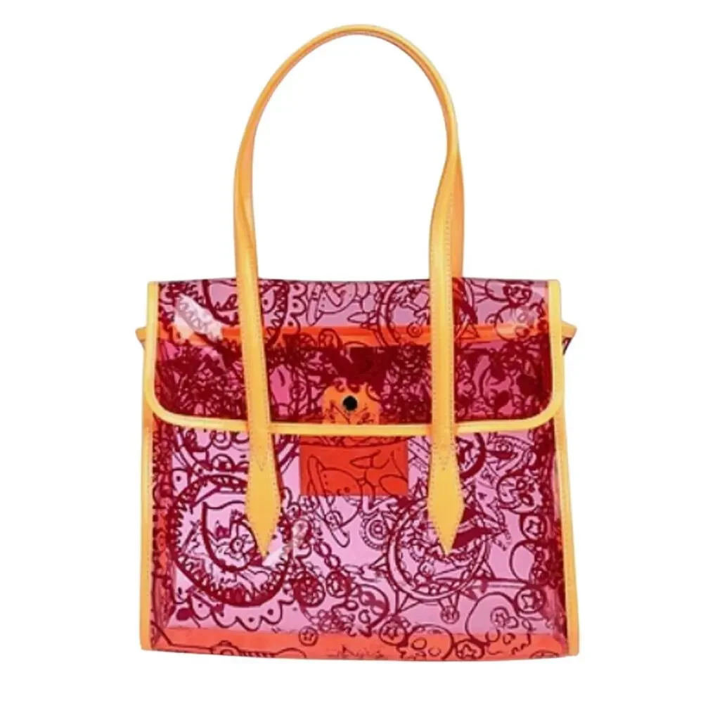 Clear Pink PVC Vivienne Westwood tote with Orange leather trim