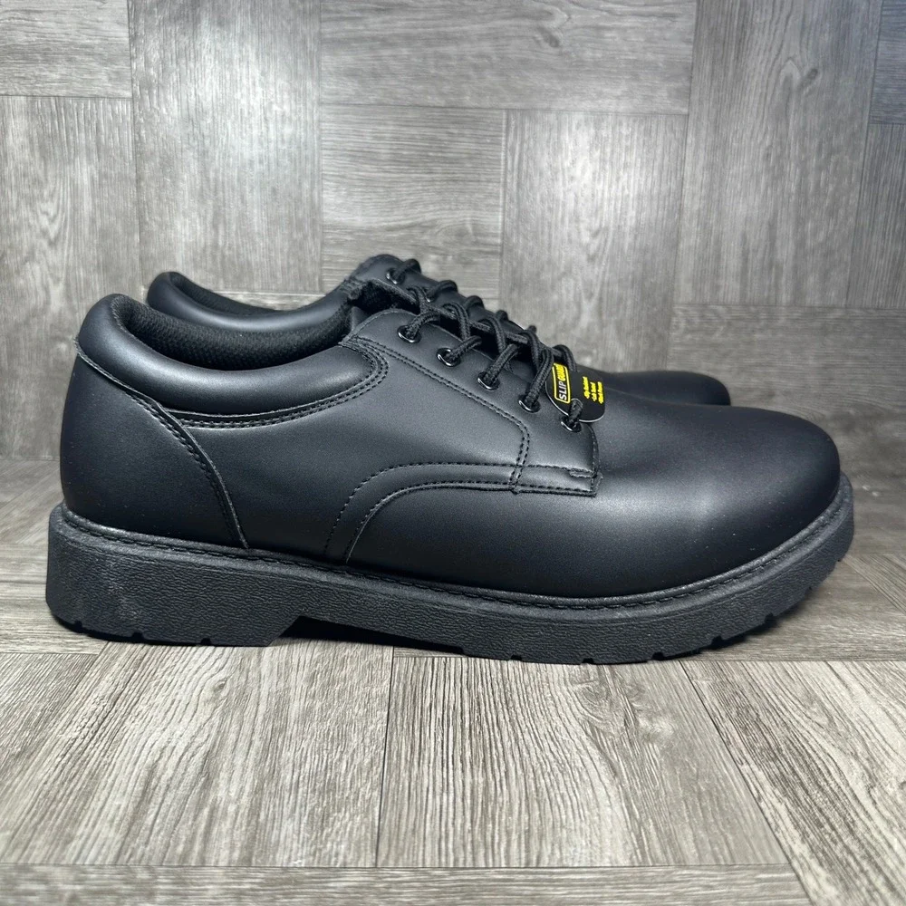 Perry Ellis Work Shoes Mens 12 Wide Black Slip Resistant Oxford Uniform NEW